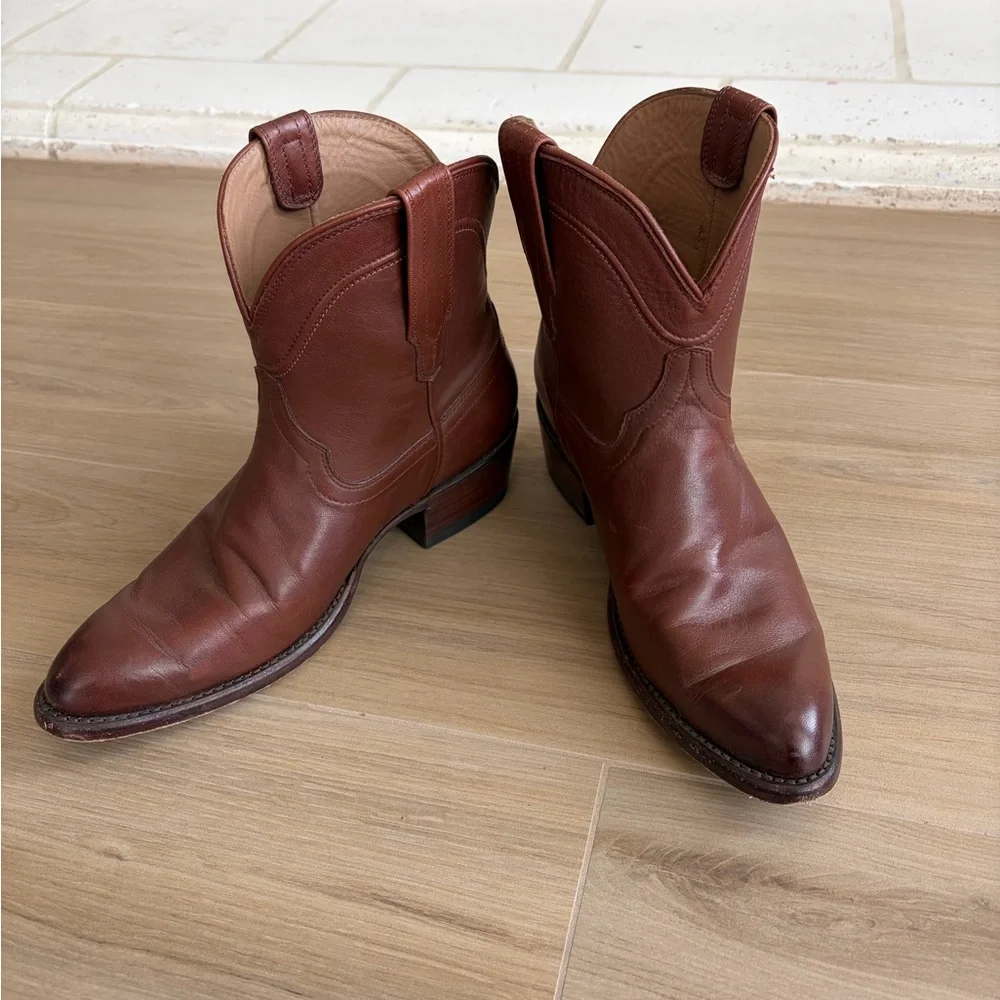 Tecovas Rich Brown Leather Cowboy Boots - Picture 1 of 6